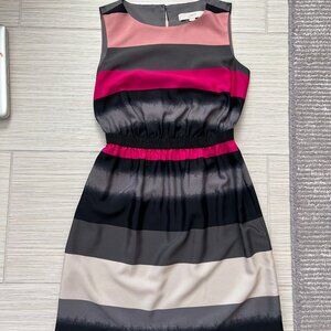 LOFT Pink & Black Striped Dress Sz XSP